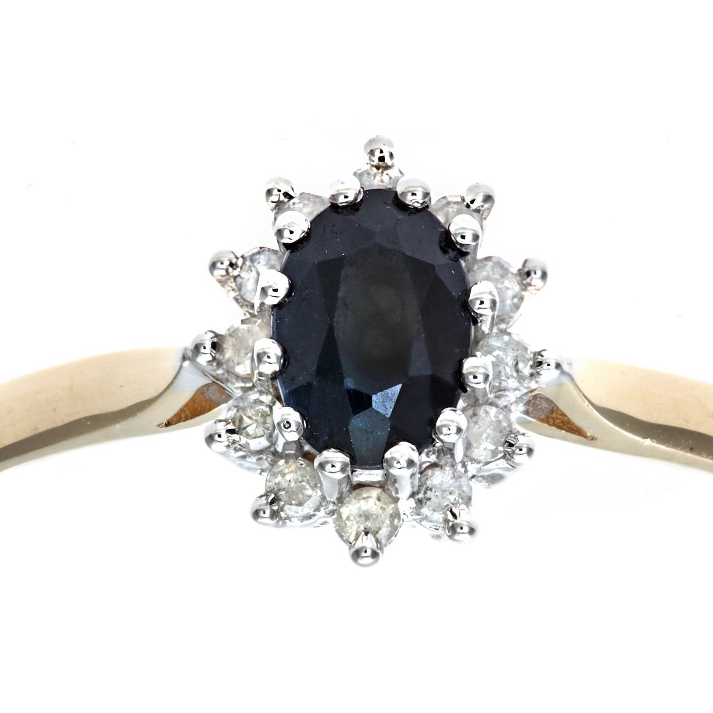 9ct Gold  Diamond Oval Sapphire Classic Royal Oval Cluster Ring - PR0AXL5244YSA