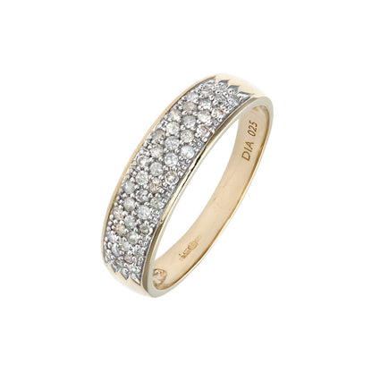 9ct Gold  1/4ct Diamond Diagonal 5 Row Pave Eternity Ring 2.5mm - PR0AXL5247Y