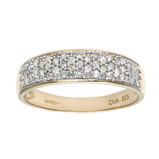 9ct Gold  1/4ct Diamond Diagonal 5 Row Pave Eternity Ring 2.5mm - PR0AXL5247Y