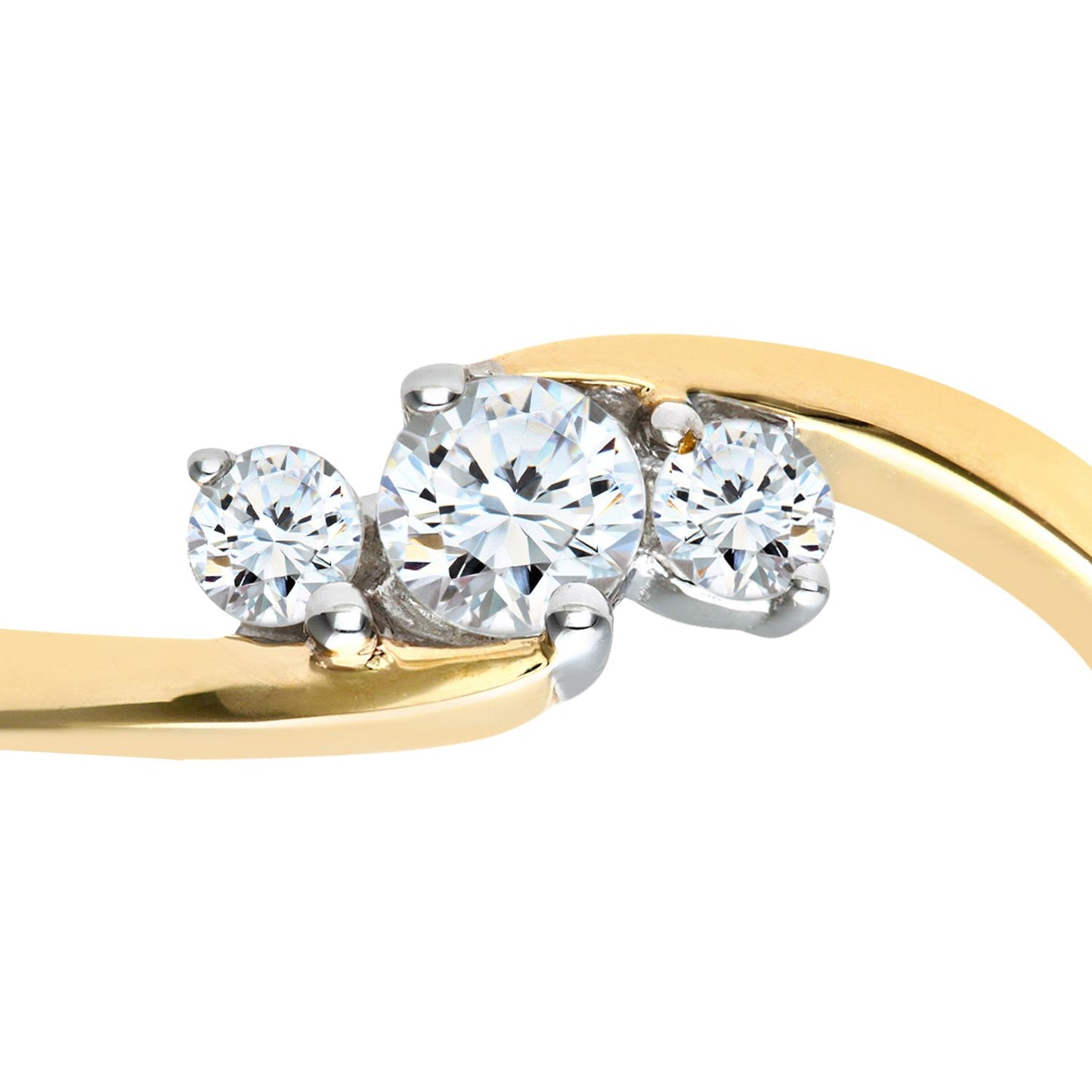 9ct Gold  1/3ct Diamond Curved Crossover Graduated Trilogy Ring - PR0AXL5257Y