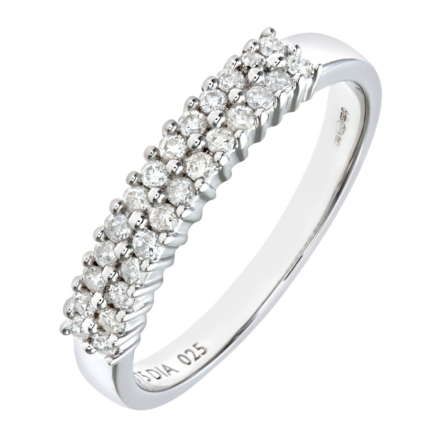 9ct White Gold  1/4ct Diamond 26 Stone 2 Row Eternity Ring 2.5mm - PR0AXL5493W