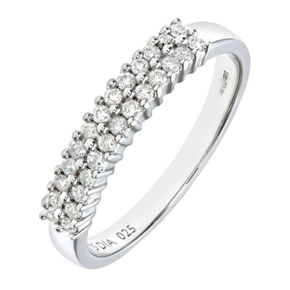 9ct White Gold  1/4ct Diamond 26 Stone 2 Row Eternity Ring 2.5mm - PR0AXL5493W