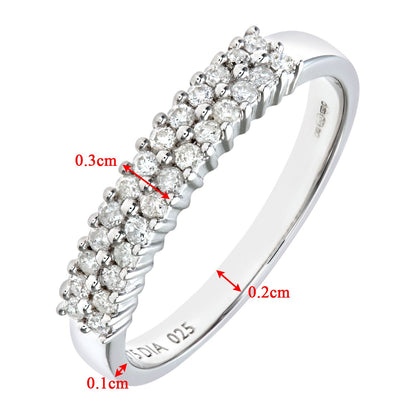 9ct White Gold  1/4ct Diamond 26 Stone 2 Row Eternity Ring 2.5mm - PR0AXL5493W