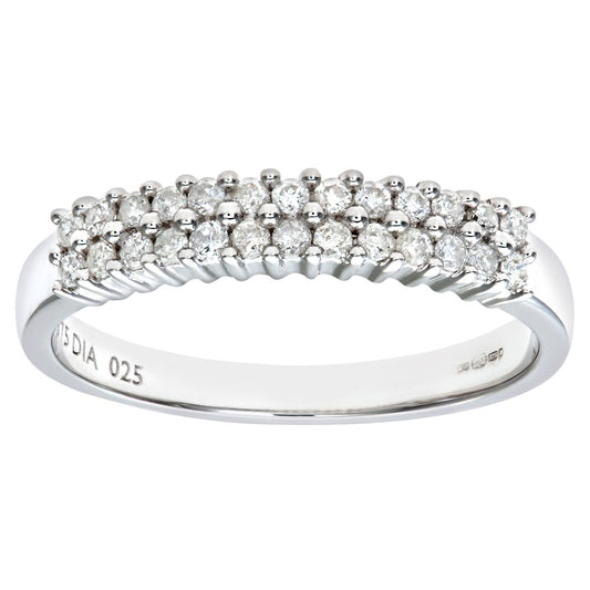 9ct White Gold 1/4ct Diamond 26 Stone 2 Row Eternity Ring 2.5mm - PR0AXL5493W