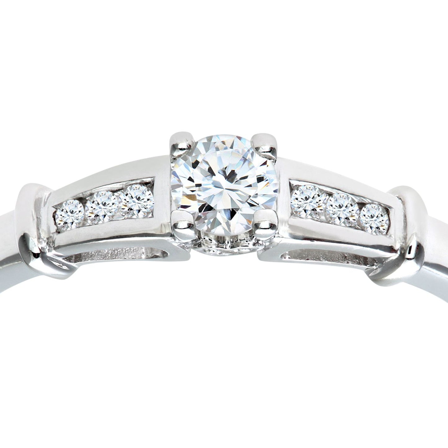 9ct White Gold  1/4ct Diamond Love Heart Raised Bridge Ring - PR0AXL5539W