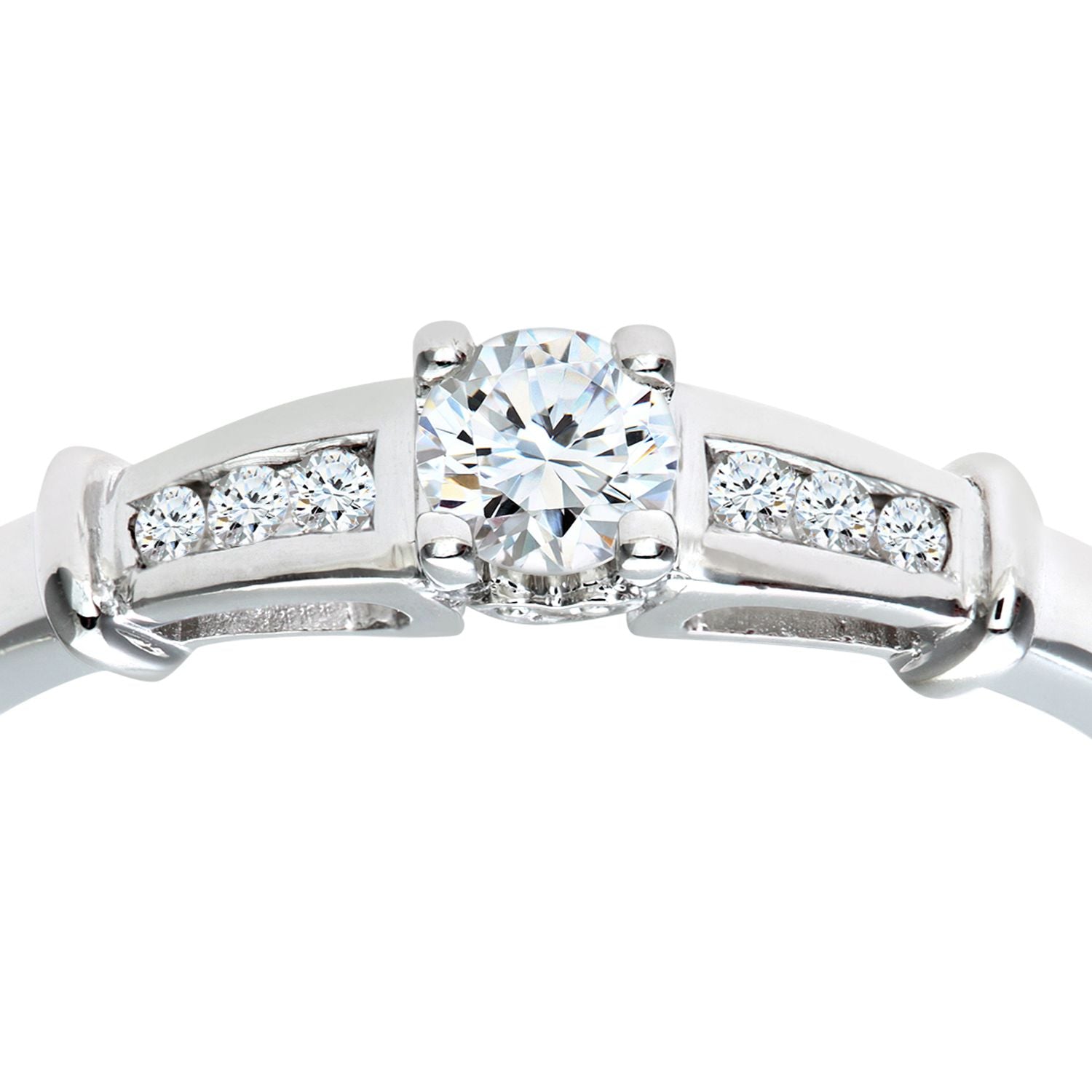 9ct White Gold  1/4ct Diamond Love Heart Raised Bridge Ring - PR0AXL5539W