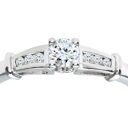 9ct White Gold  1/4ct Diamond Love Heart Raised Bridge Ring - PR0AXL5539W