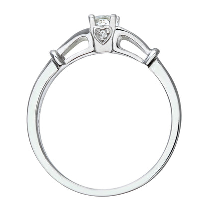 9ct White Gold  1/4ct Diamond Love Heart Raised Bridge Ring - PR0AXL5539W