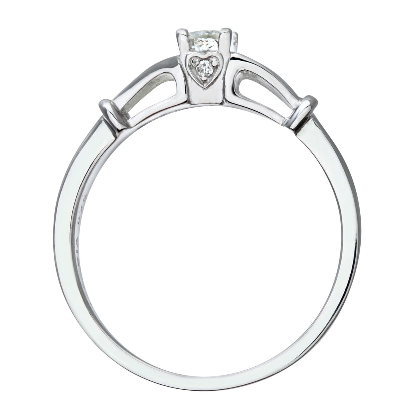 9ct White Gold  1/4ct Diamond Love Heart Raised Bridge Ring - PR0AXL5539W