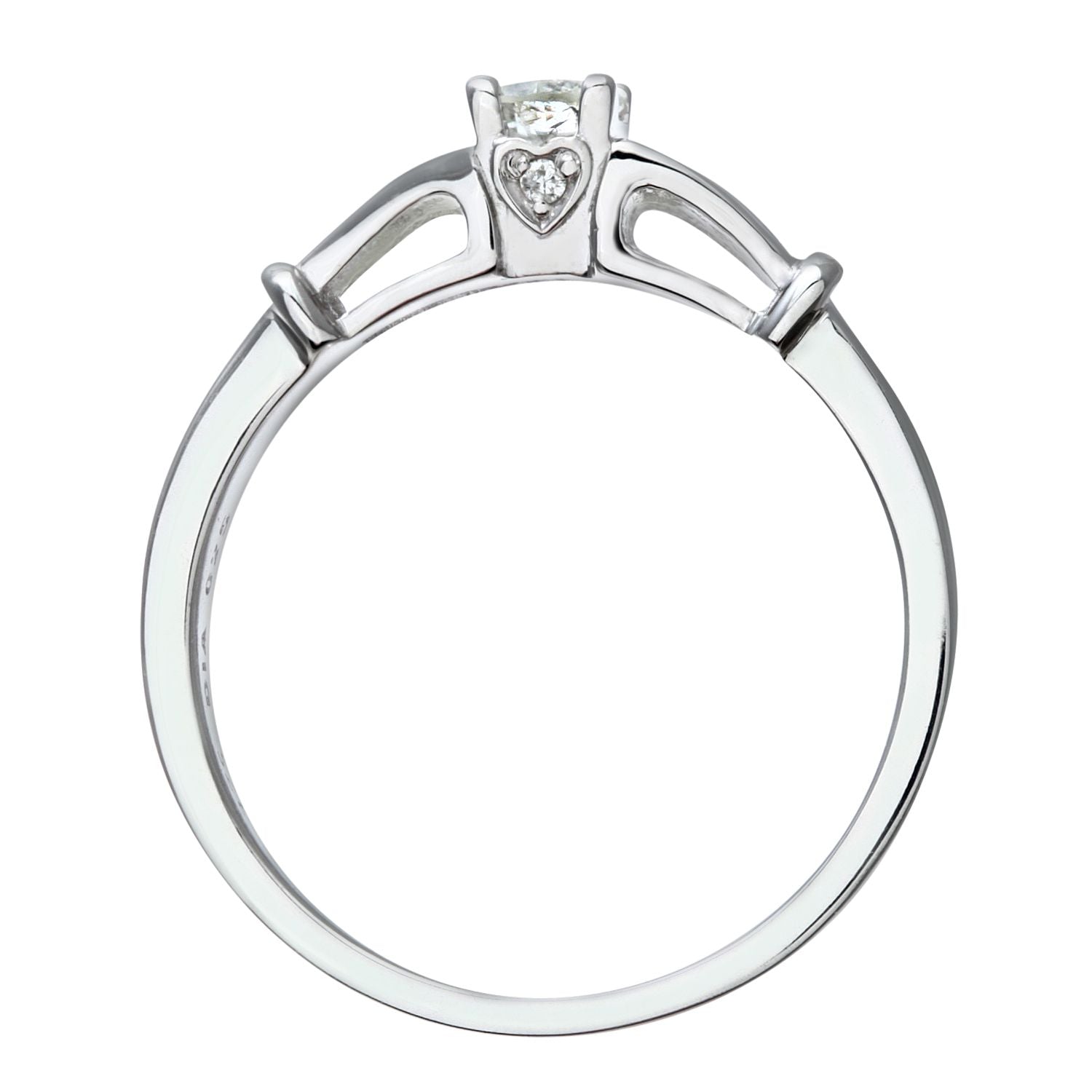 9ct White Gold  1/4ct Diamond Love Heart Raised Bridge Ring - PR0AXL5539W