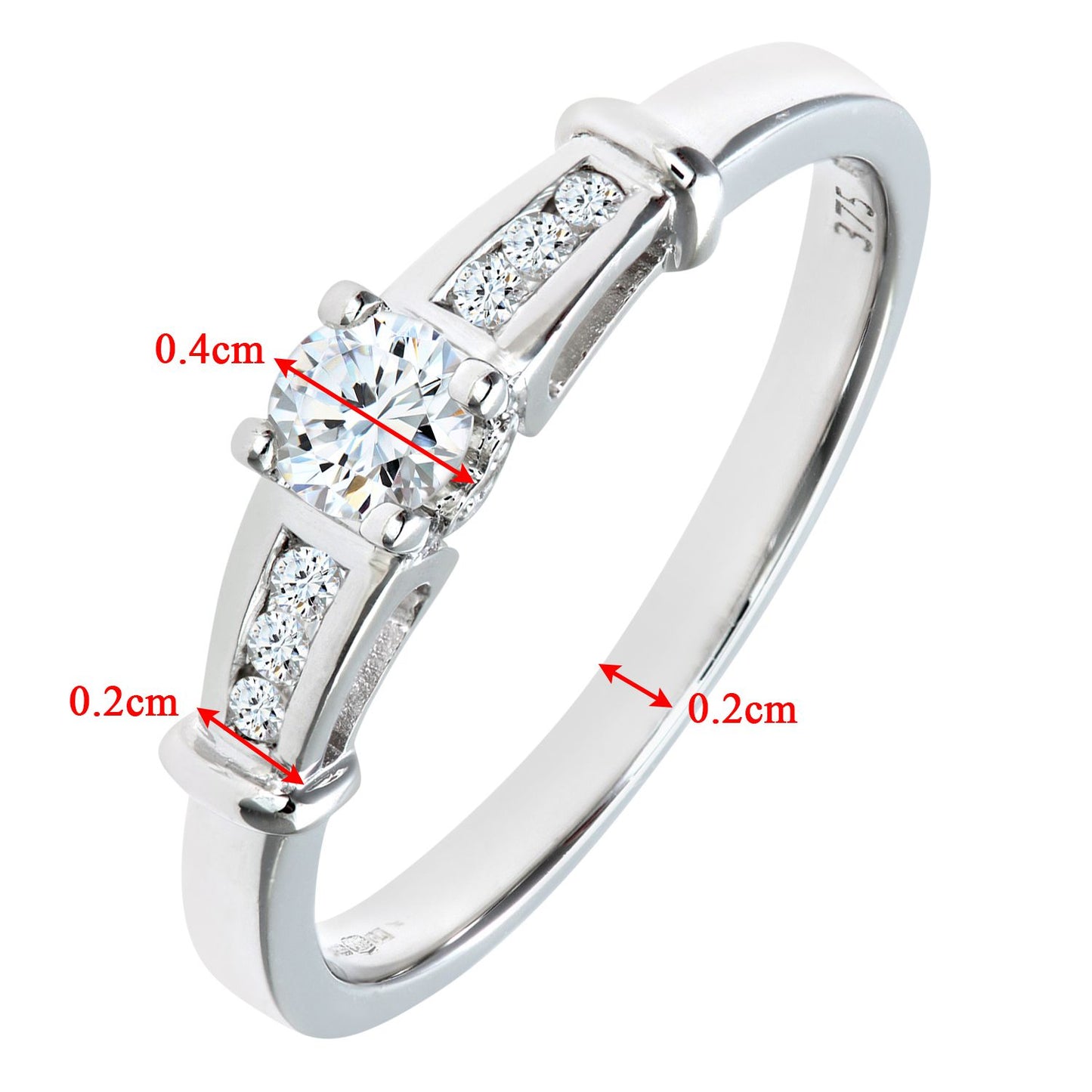 9ct White Gold  1/4ct Diamond Love Heart Raised Bridge Ring - PR0AXL5539W