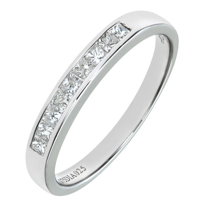 9ct White Gold  Princess 1/4ct Diamond Channel Eternity Ring 2.5mm - PR0AXL55489KW