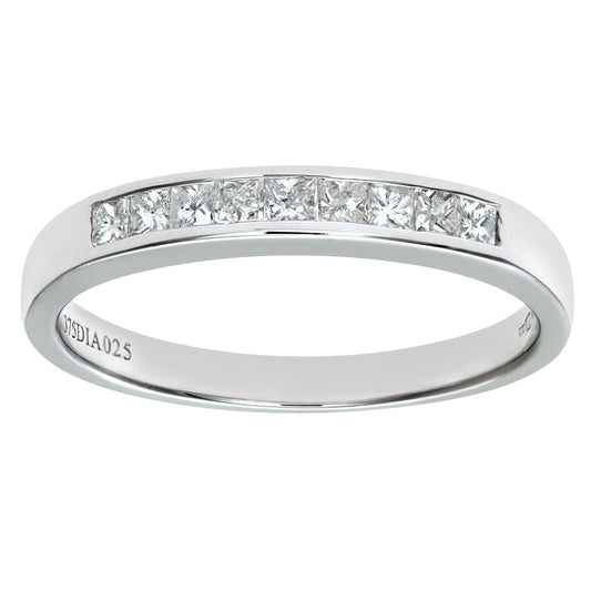 9ct White Gold  Princess 1/4ct Diamond Channel Eternity Ring 2.5mm - PR0AXL55489KW
