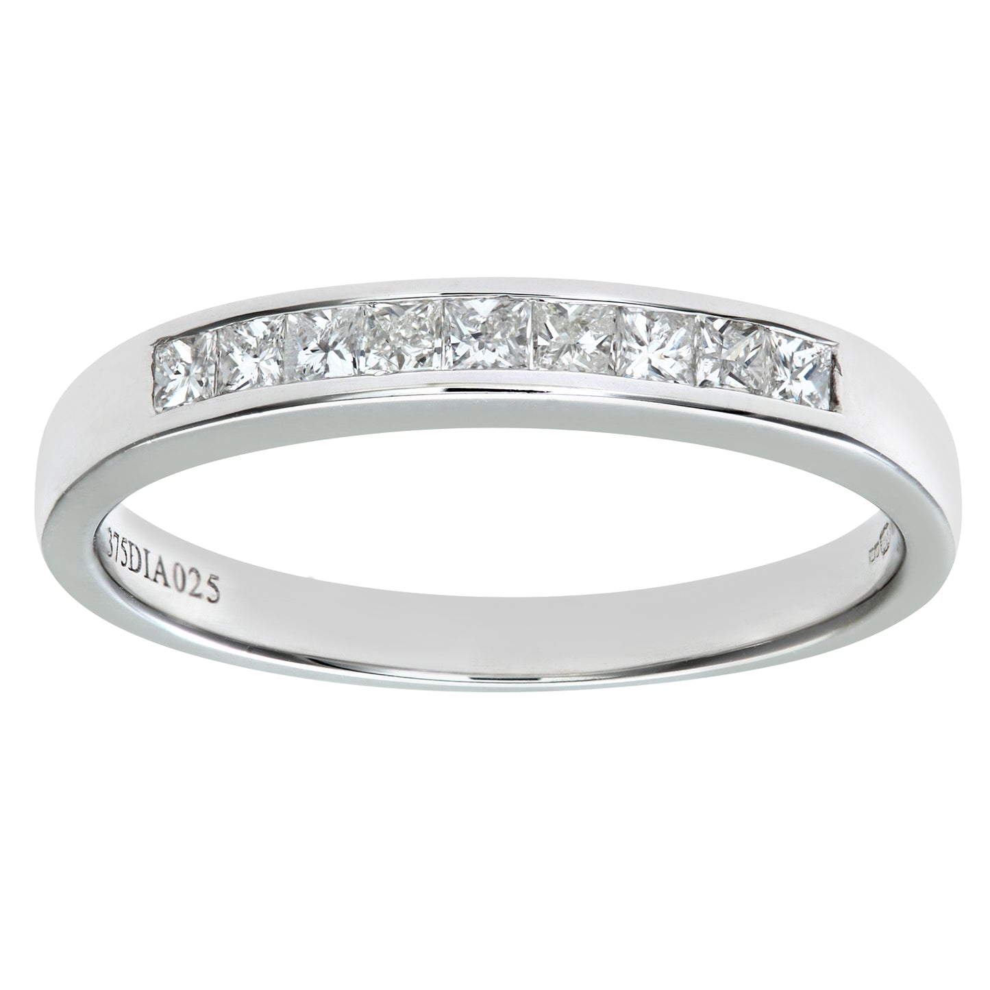 9ct White Gold  Princess 1/4ct Diamond Channel Eternity Ring 2.5mm - PR0AXL55489KW