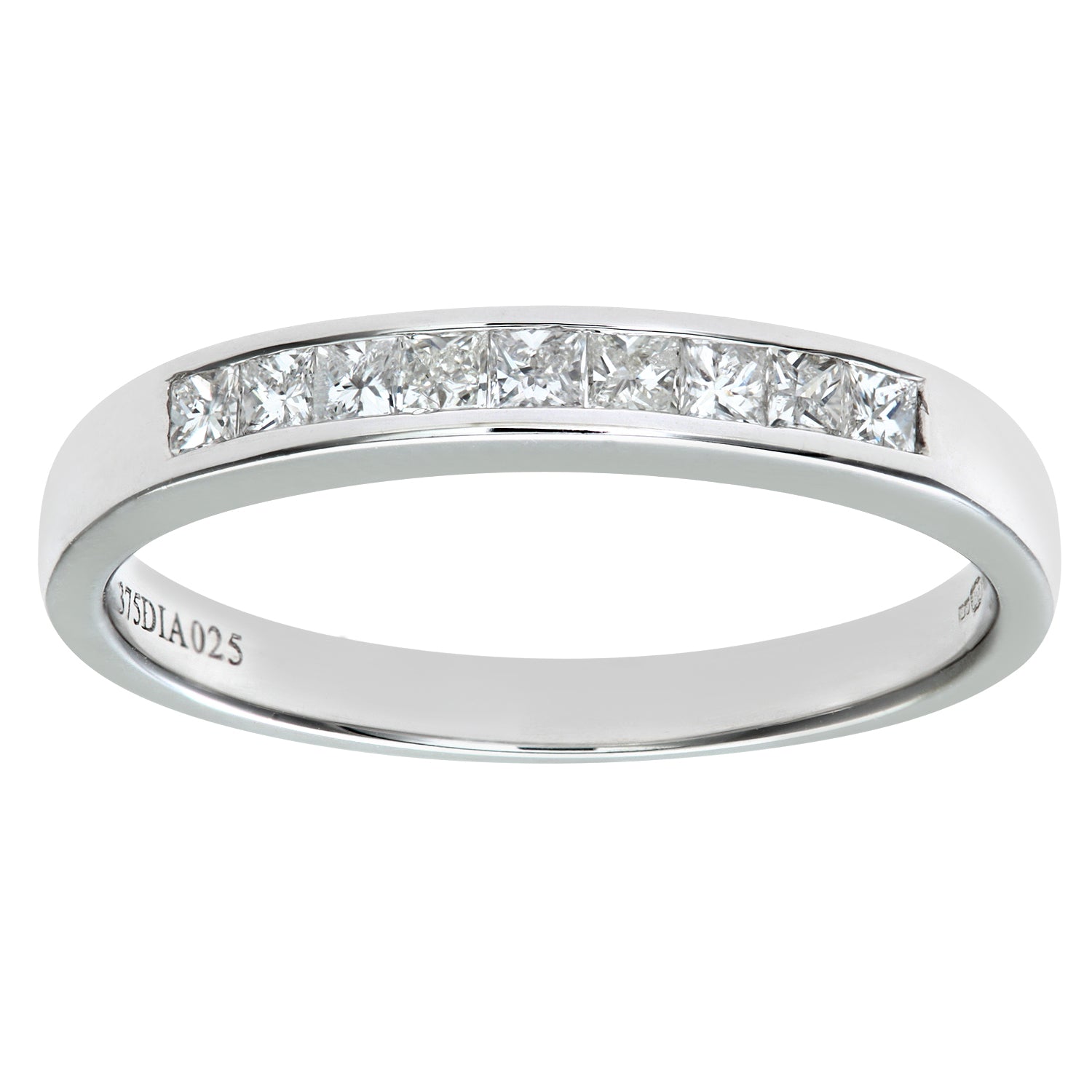 9ct White Gold  Princess 1/4ct Diamond Channel Eternity Ring 2.5mm - PR0AXL55489KW