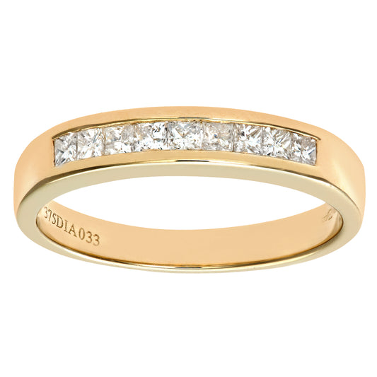 9ct Gold  Princess 1/3ct Diamond Channel Eternity Ring 2.5mm - PR0AXL55499KY