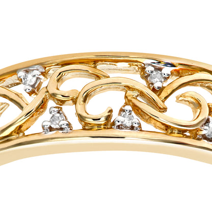 9ct Gold  Round 3pts Diamond Bass Clef Filigree Dress Ring - PR0AXL5624Y