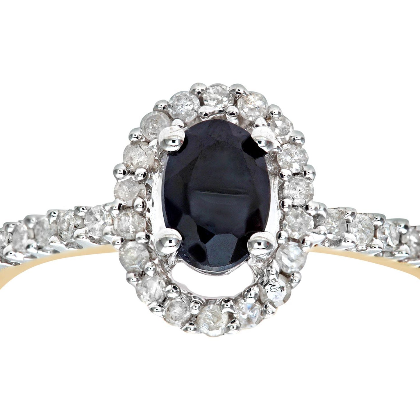 9ct Gold  Diamond Oval Sapphire Royal Oval Halo Cluster Ring - PR0AXL5647YSA