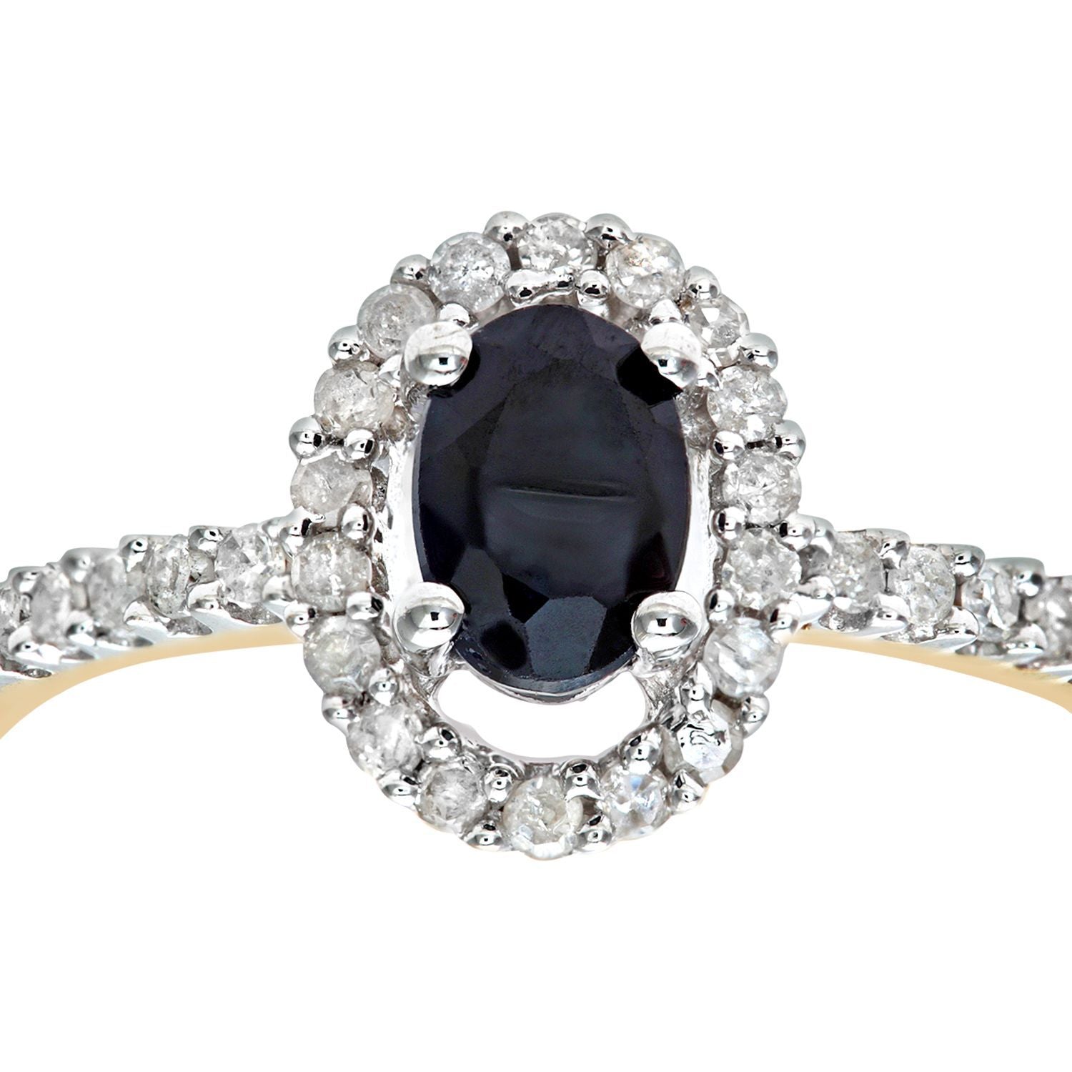 9ct Gold  Diamond Oval Sapphire Royal Oval Halo Cluster Ring - PR0AXL5647YSA