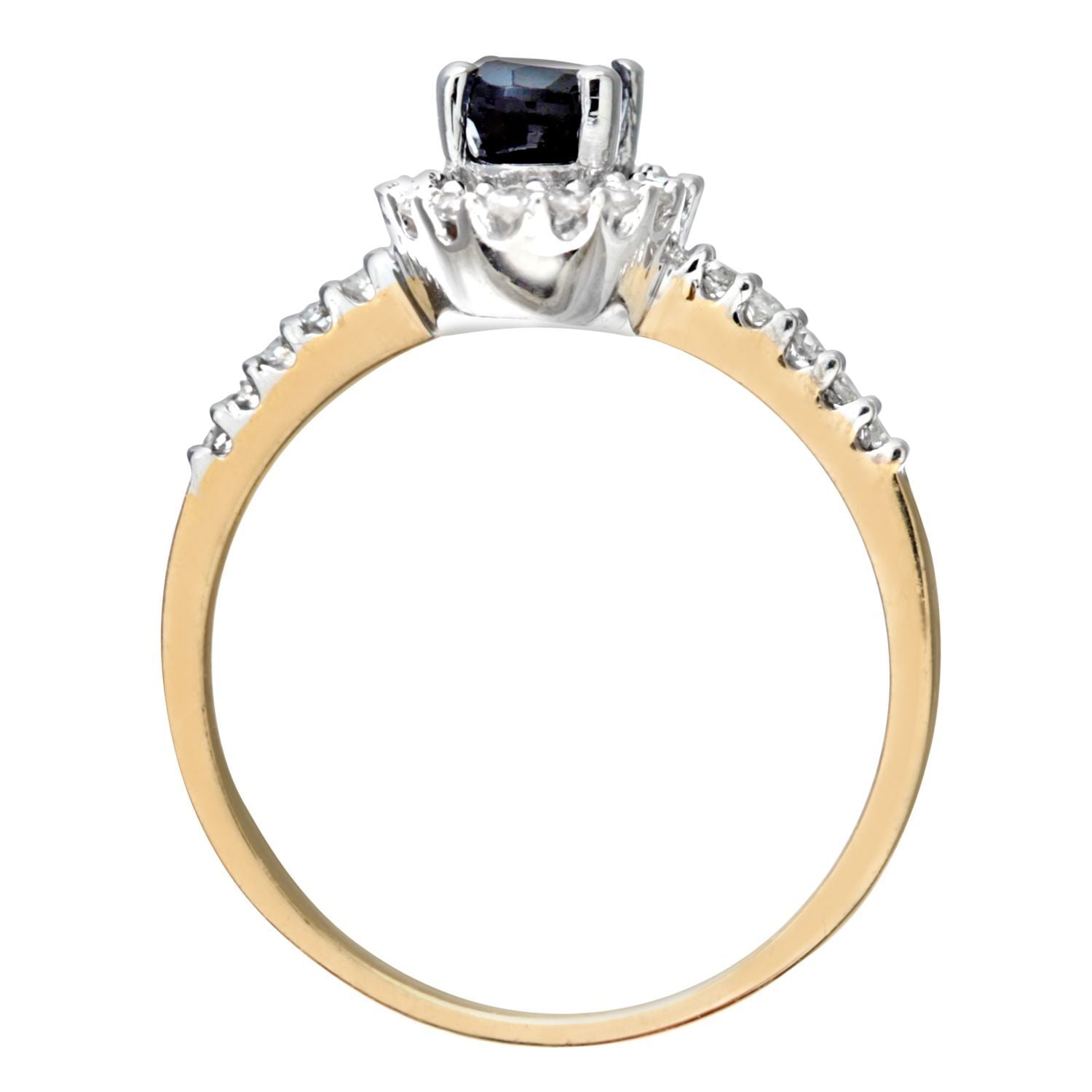 9ct Gold  Diamond Oval Sapphire Royal Oval Halo Cluster Ring - PR0AXL5647YSA