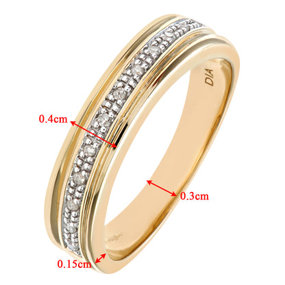 9ct Gold  5pts Diamond Double Tram Line Half Eternity Ring 3mm - PR0AXL5930Y