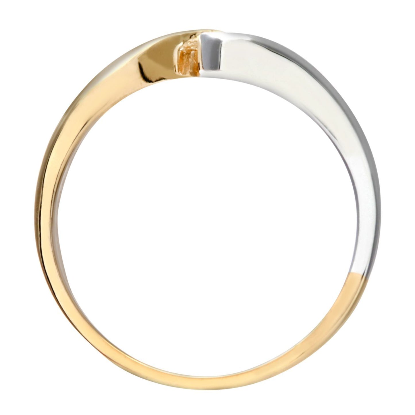 9ct White & Yellow Gold  Diamond Curved Wave Solitaire Ring 4mm - PR0AXL5961YW