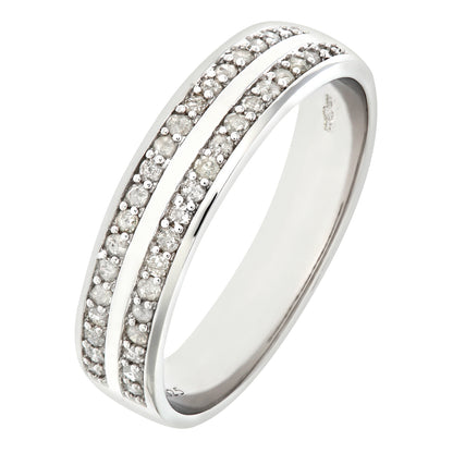 9ct White Gold  1/4ct Diamond Double Row Channel Eternity Ring - PR0AXL6231W