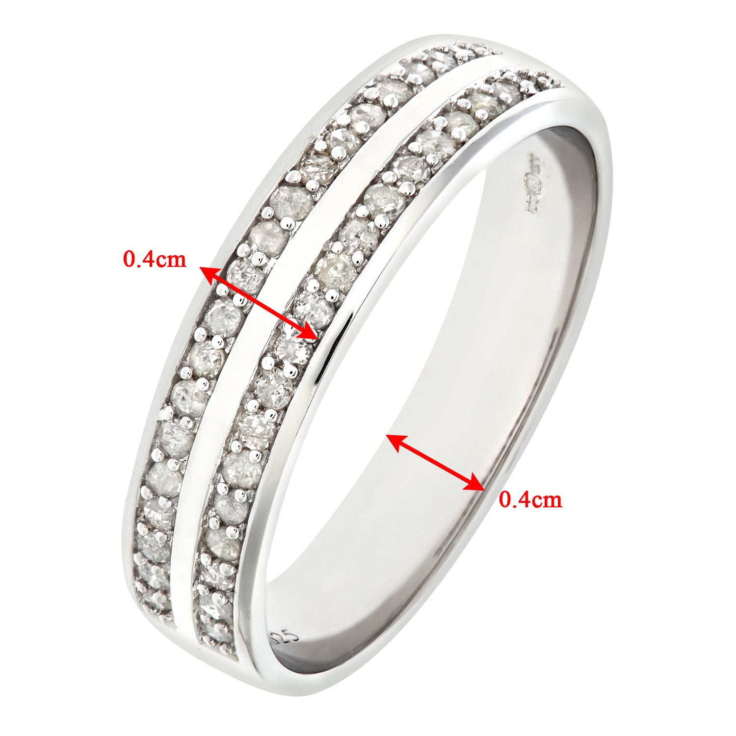 9ct White Gold  1/4ct Diamond Double Row Channel Eternity Ring - PR0AXL6231W