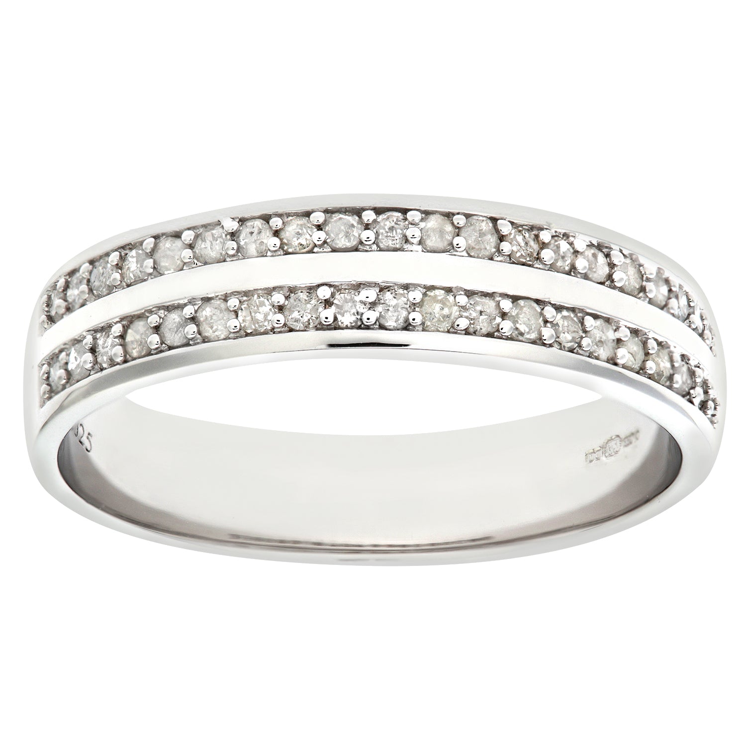 9ct White Gold  1/4ct Diamond Double Row Channel Eternity Ring - PR0AXL6231W