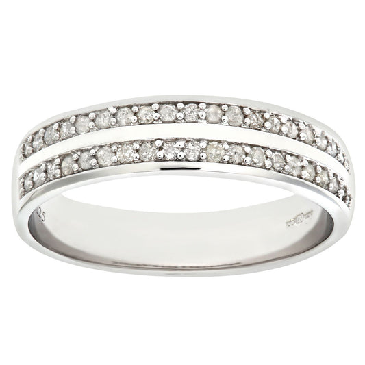 9ct White Gold 1/4ct Diamond Double Row Channel Eternity Ring - PR0AXL6231W