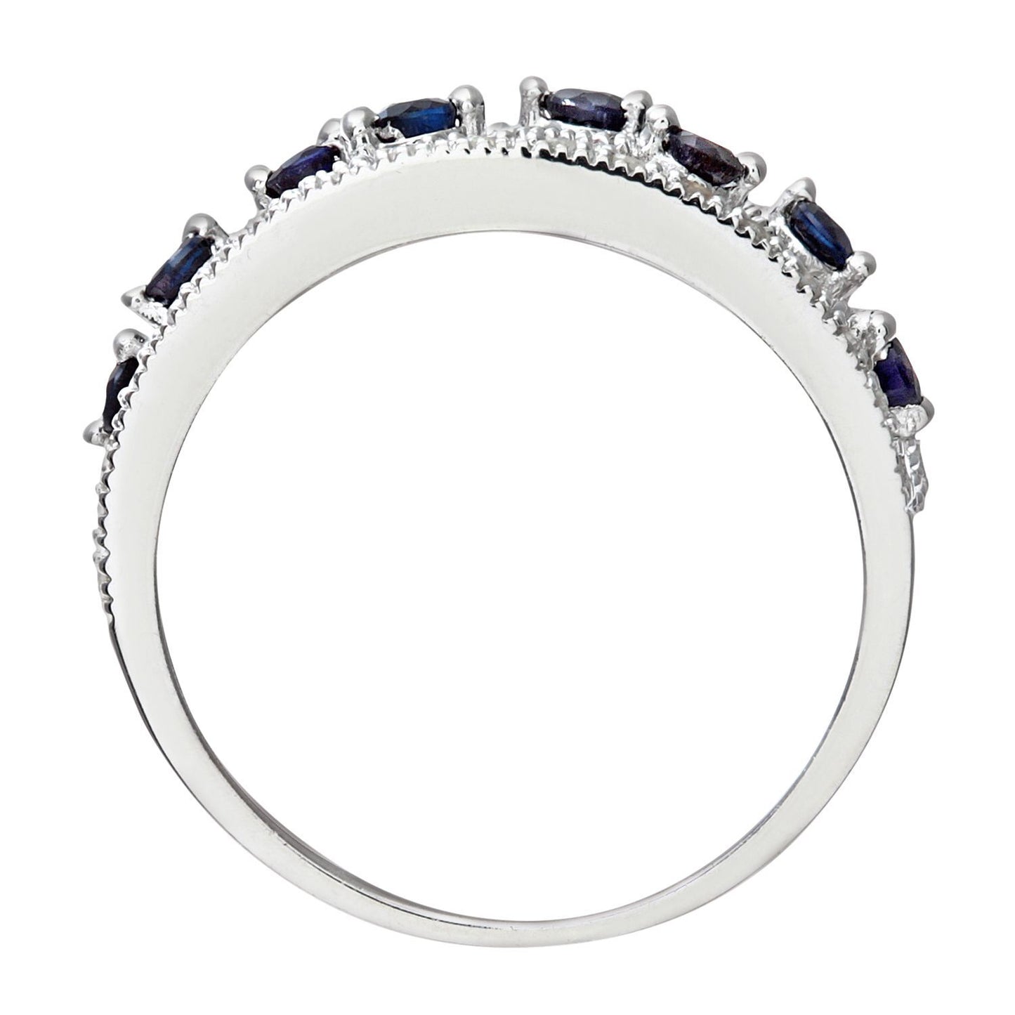 9ct White Gold  Diamond Sapphire Bubbles n Waves Eternity Ring - PR0AXL6418WSA
