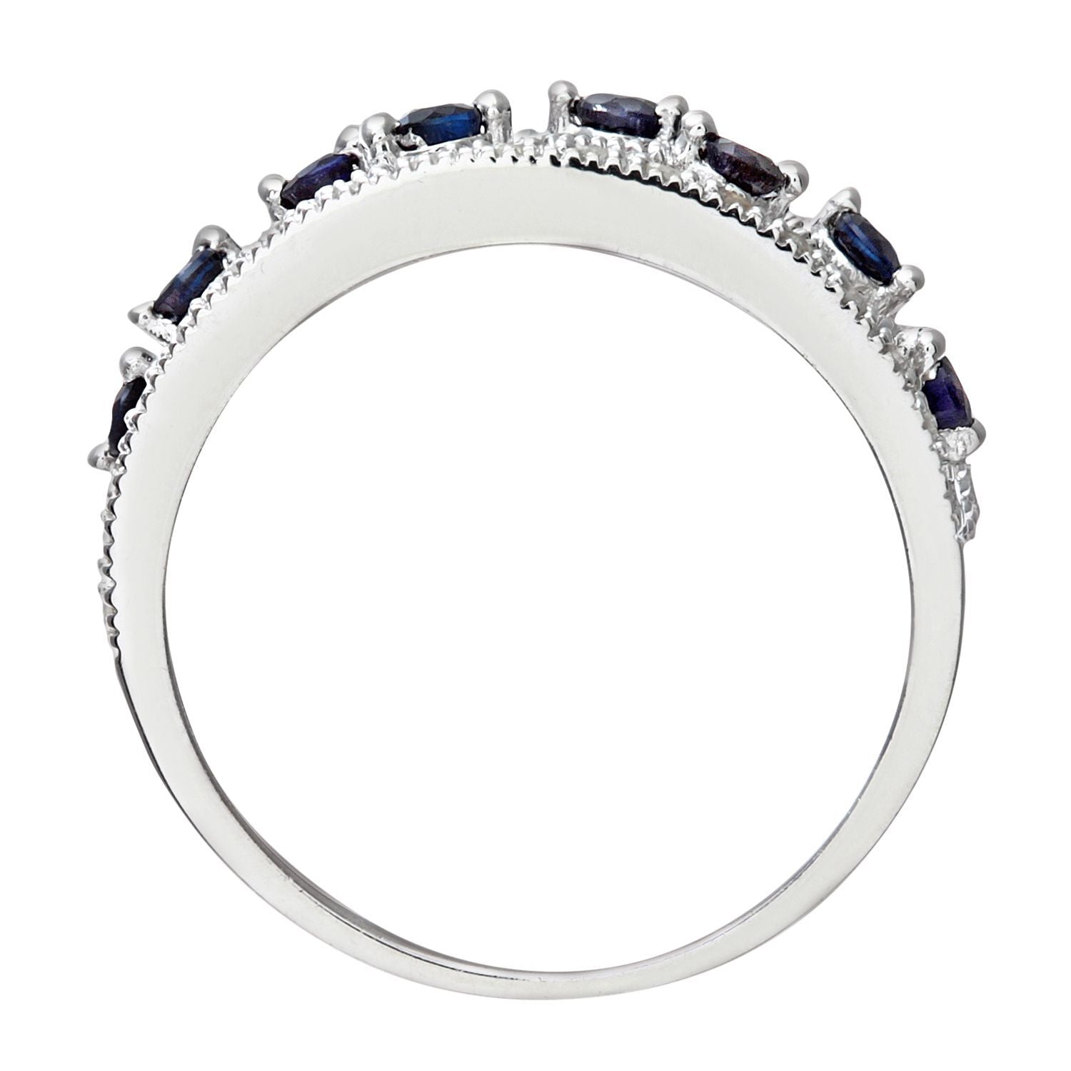 9ct White Gold  Diamond Sapphire Bubbles n Waves Eternity Ring - PR0AXL6418WSA