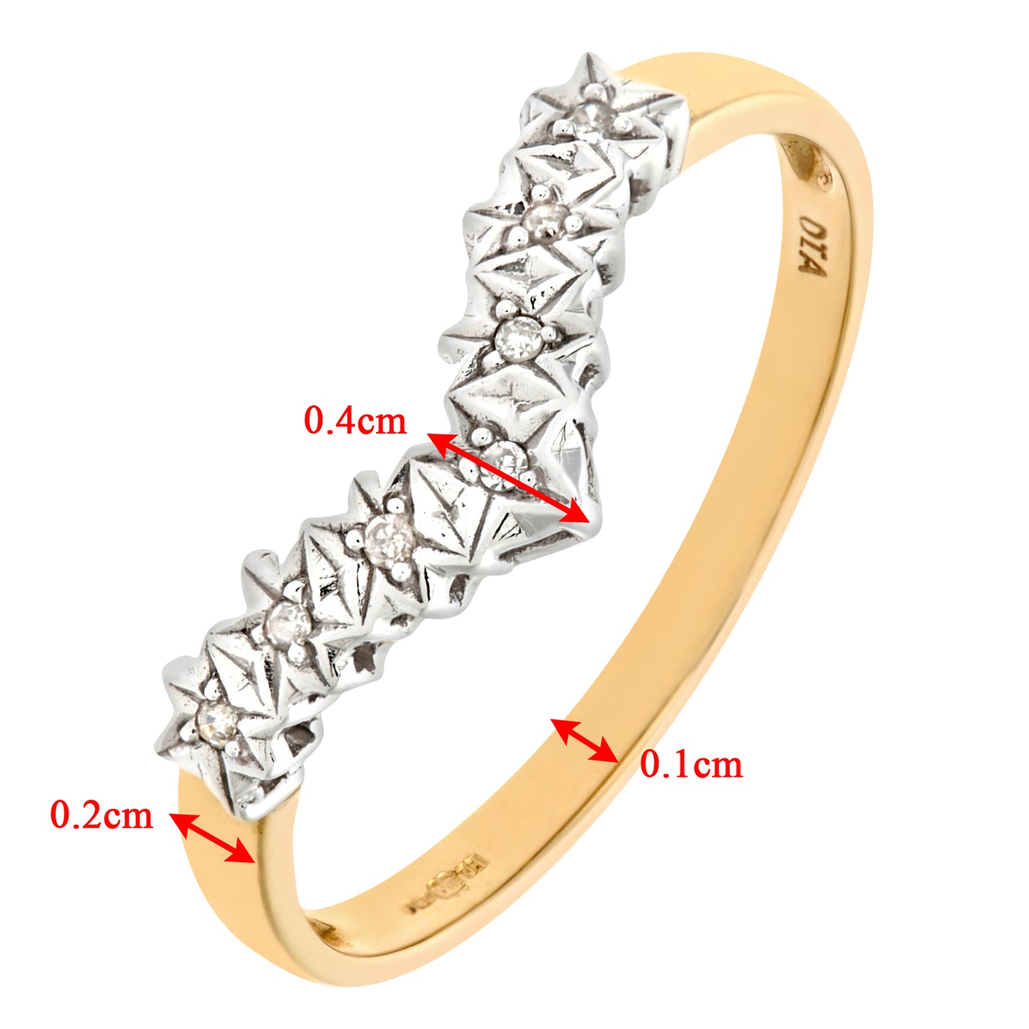 9ct Gold  Diamond Seven Stars Illusion Wishbone Eternity Ring 2mm - PR0AXL6437Y