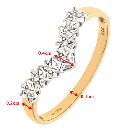 9ct Gold  Diamond Seven Stars Illusion Wishbone Eternity Ring 2mm - PR0AXL6437Y