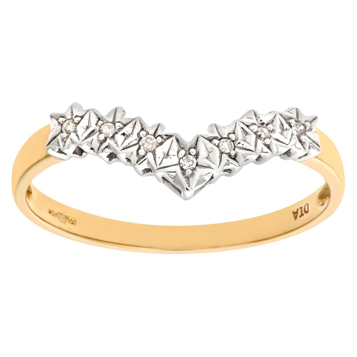 9ct Gold  Diamond Seven Stars Illusion Wishbone Eternity Ring 2mm - PR0AXL6437Y