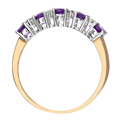 9ct Gold  Diamond Amethyst Double Row Stripey Eternity Ring 3mm - PR0AXL6446YAM