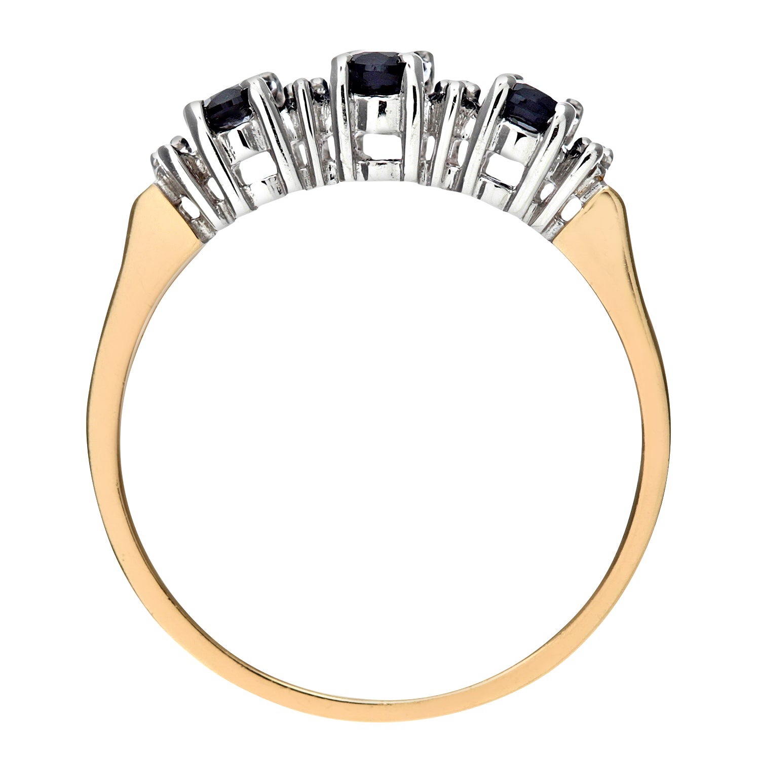9ct Gold  Diamond Oval 0.86ct Sapphire Trilogy Eternity Ring 2mm - PR0AXL6491YSA