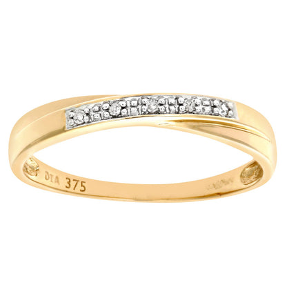 9ct Gold  2pts Diamond Crossover 5 Stone Panel Wedding Ring 1.5mm - PR0AXL6552Y