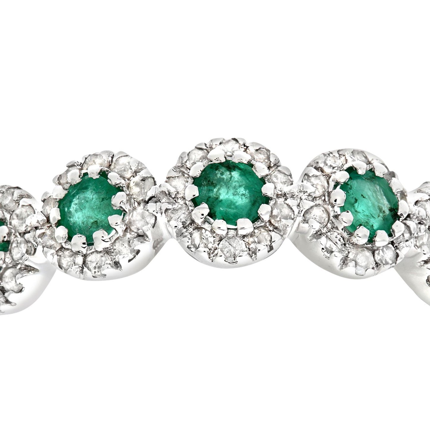 9ct White Gold  Diamond Emerald Bubble Halo Eternity Ring - PR0AXL6629WEM