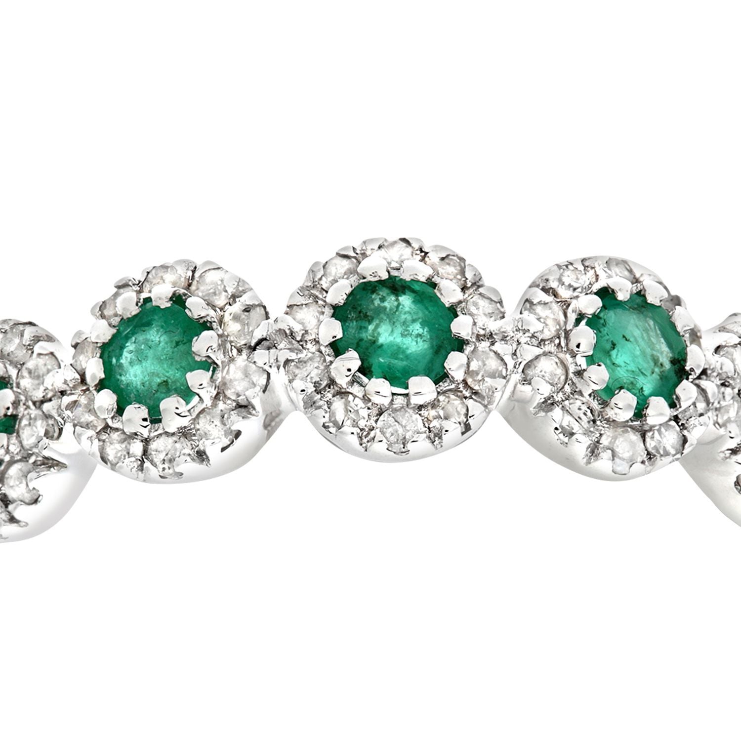 9ct White Gold  Diamond Emerald Bubble Halo Eternity Ring - PR0AXL6629WEM
