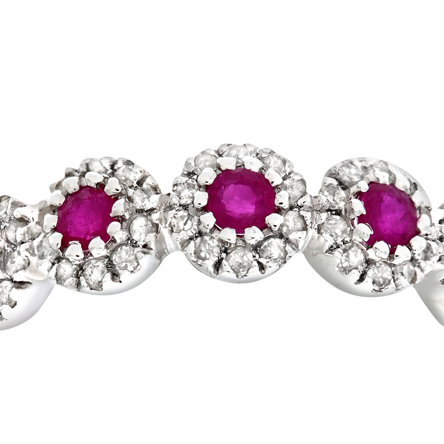 9ct White Gold  Diamond Ruby Bubble Halo Pentalogy Eternity Ring - PR0AXL6629WRU