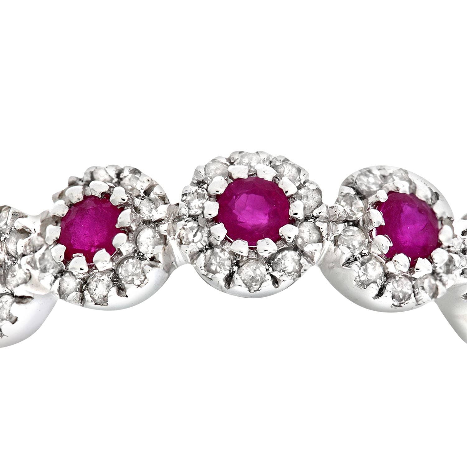 9ct White Gold  Diamond Ruby Bubble Halo Pentalogy Eternity Ring - PR0AXL6629WRU