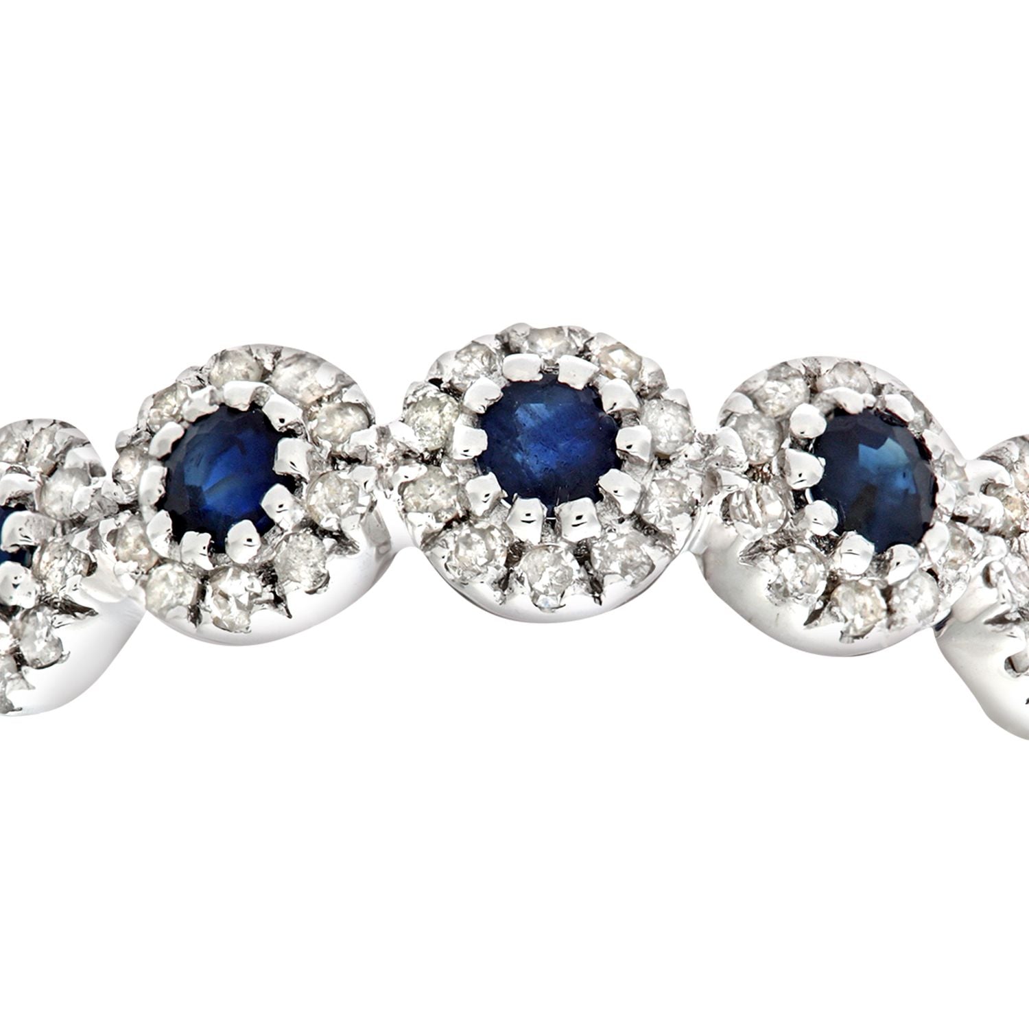 9ct White Gold  Diamond Sapphire Bubble Halo Eternity Ring - PR0AXL6629WSA