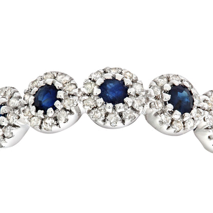 9ct White Gold  Diamond Sapphire Bubble Halo Eternity Ring - PR0AXL6629WSA