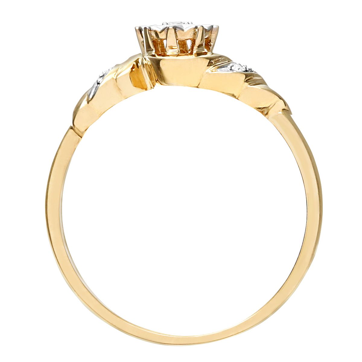 9ct White Gold  Diamond Ribbon Twist Illusion Star Solitaire Ring - PR0AXL6812W