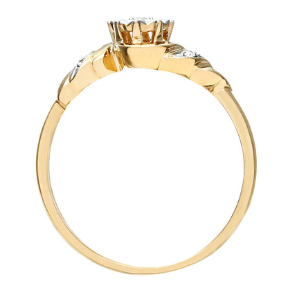 9ct White Gold  Diamond Ribbon Twist Illusion Star Solitaire Ring - PR0AXL6812W