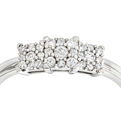 9ct White Gold  1/4ct Diamond Trilogy Cluster Tiered Ring - PR0AXL6855W