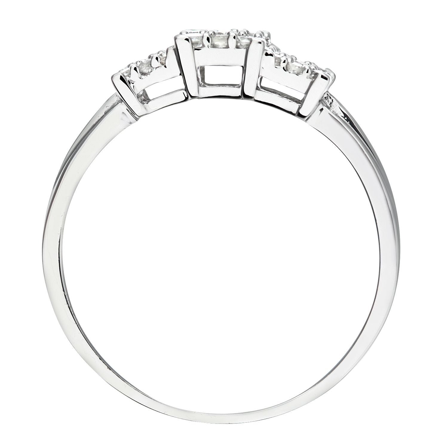 9ct White Gold  1/4ct Diamond Trilogy Cluster Tiered Ring - PR0AXL6855W