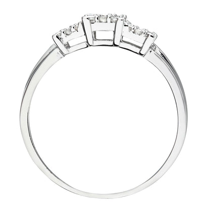 9ct White Gold  1/4ct Diamond Trilogy Cluster Tiered Ring - PR0AXL6855W
