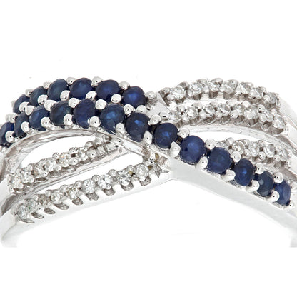9ct White Gold  Diamond Sapphire Blue River Eternity Ring 4mm - PR0AXL6861WSA